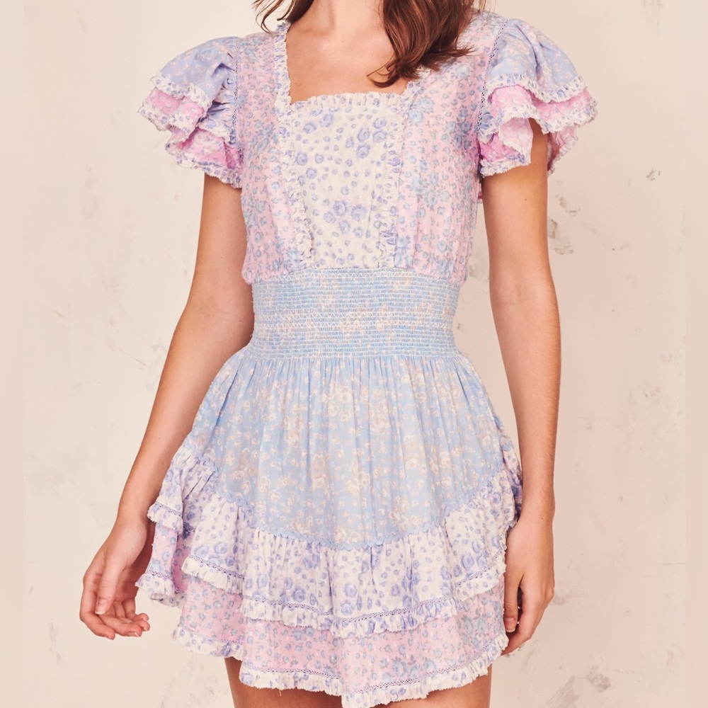 LoveShackFancy Stanton dress in blueberry dust